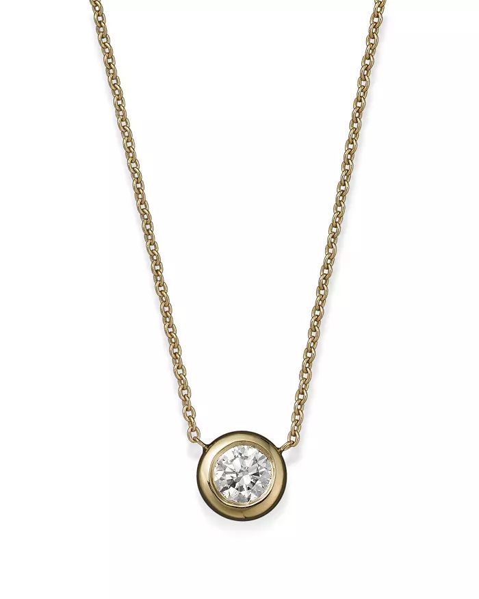 Roberto Coin 18K Yellow Gold Diamond Bezel Pendant Necklace, 16" | Bloomingdale's (US)