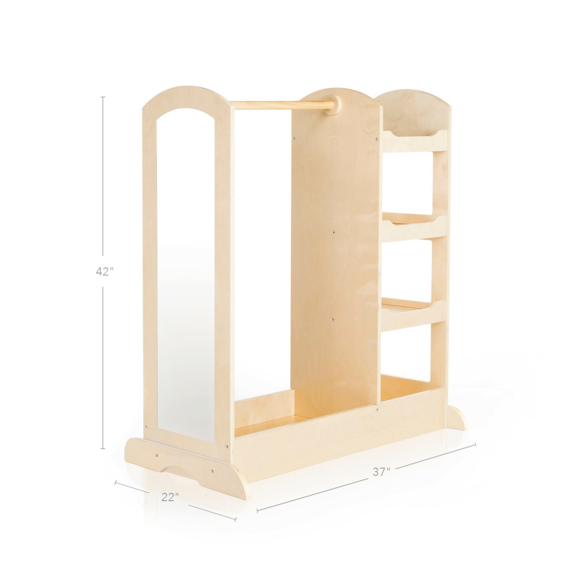 Guidecraft See and Store Dress Up Center - Natural: Kids' Clothes and Costume Storage Rack, Pretend Play Closet Organizer with Mirror - Natural | Macy's
