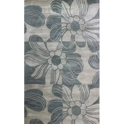 Ilford Floral Handmade Tufted Wool Gray Area Rug | Wayfair North America