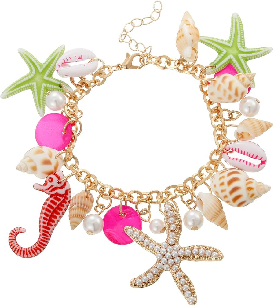 Shell Starfish Necklace Bracelet Conch Statement Chunky Necklace Mermaid Costume Jewelry Beach Je... | Amazon (US)