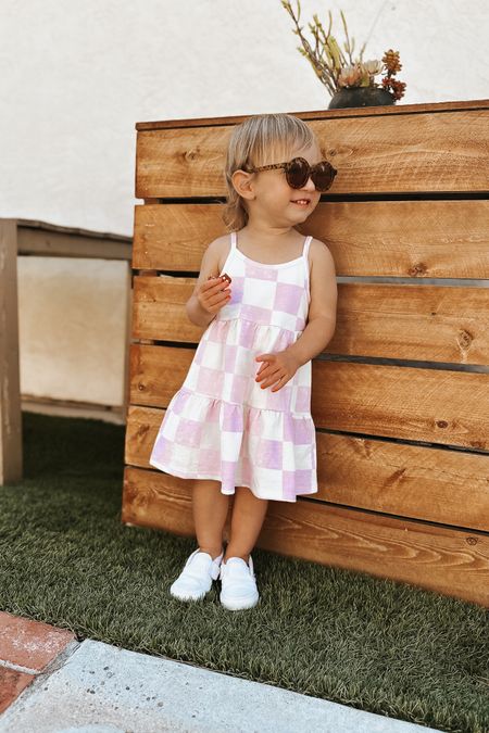 Toddler girl look.  Target dress in 2T. Slip on sneakers are Vans, but similar Amazon find linked. Sunnies are Amazon. Toddler girl fashion. Summer kids fashion  

#LTKunder50 #LTKSeasonal #LTKkids