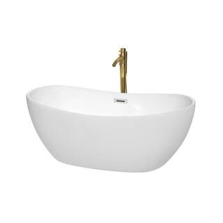 Wyndham Collection Rebecca 60 in. Acrylic Flatbottom Bathtub in White with Polished Chrome Trim a... | The Home Depot