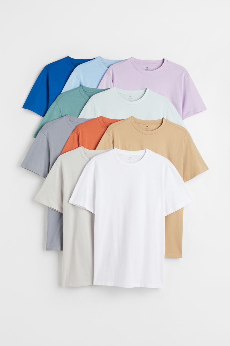 H&M Essentials. No. 7: The T-shirt. Regular-fit T-shirts in soft cotton jersey. Ribbed crew neck ... | H&M (US + CA)