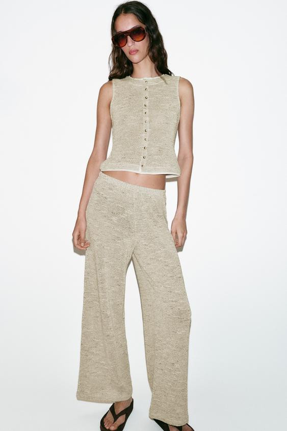 TEXTURED WIDE-LEG TROUSERS | Zara UK