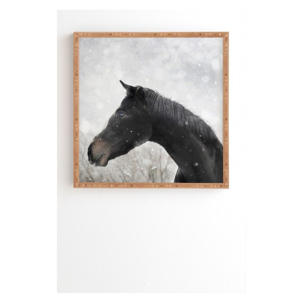 30""x30"" Chelsea Victoria Winter Horse Framed Wall Art Poster Print Brown - Deny Designs | Target