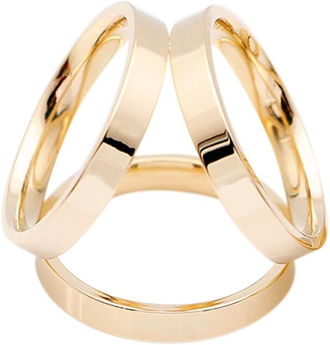 SHAN LI HUA Women's 3 Rings Silk Scarves Clip Enamel Simple Style Scarf Ring Smooth Black White O... | Amazon (US)