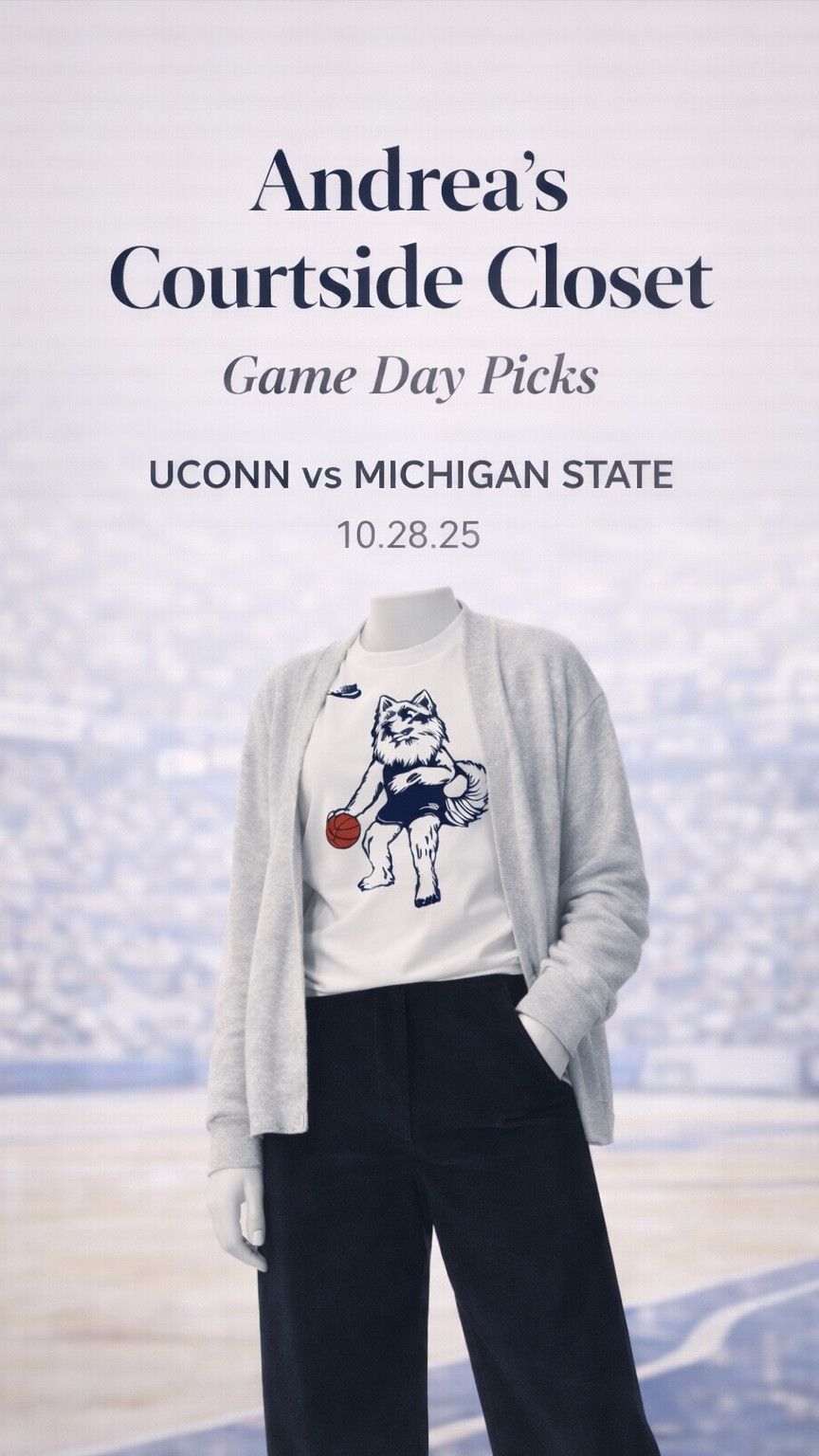 OOTG 10.28.25 Game day uniform: cute + comfortable 

(Posting some old outfits from the archive ! ) 

Sweater : Jcrew cardigan 
Shirt : Nike youth Uconn tee (similar style linked , can purchase exact tee from uconn bookstore online !) 
Pants : GAP trousers 
Sneaks : Jordan 1 low utility in white black gym red 

#stylecreator #gamedaylooks #uconnhuskies #LTKootd #LTKgrwm #OOTG #gamedayfits #gamedaycloset #jcrew #nikejordan #GAP