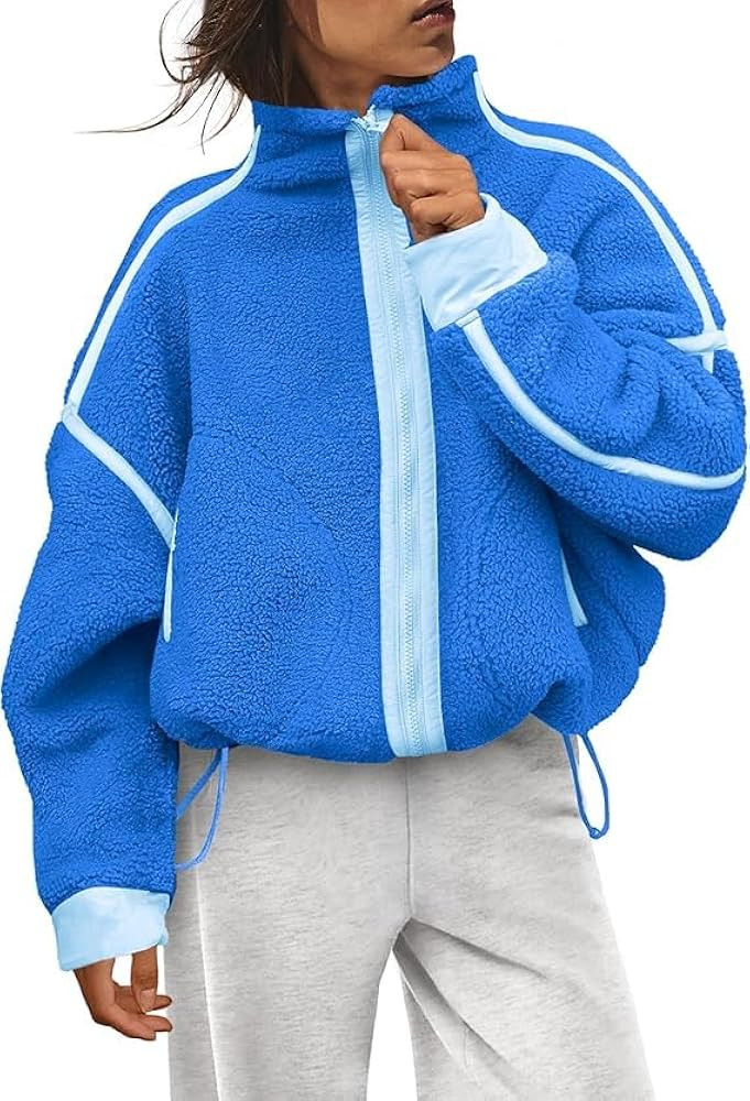 Women Fleece Jacket Zip Up Fuzzy Sherpa Jackets Long Sleeve Winter Outerwear Casual Daily Chilly ... | Amazon (US)