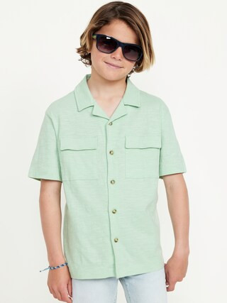 Short-Sleeve Soft-Knit Utility Pocket Shirt for Boys | Old Navy (US)