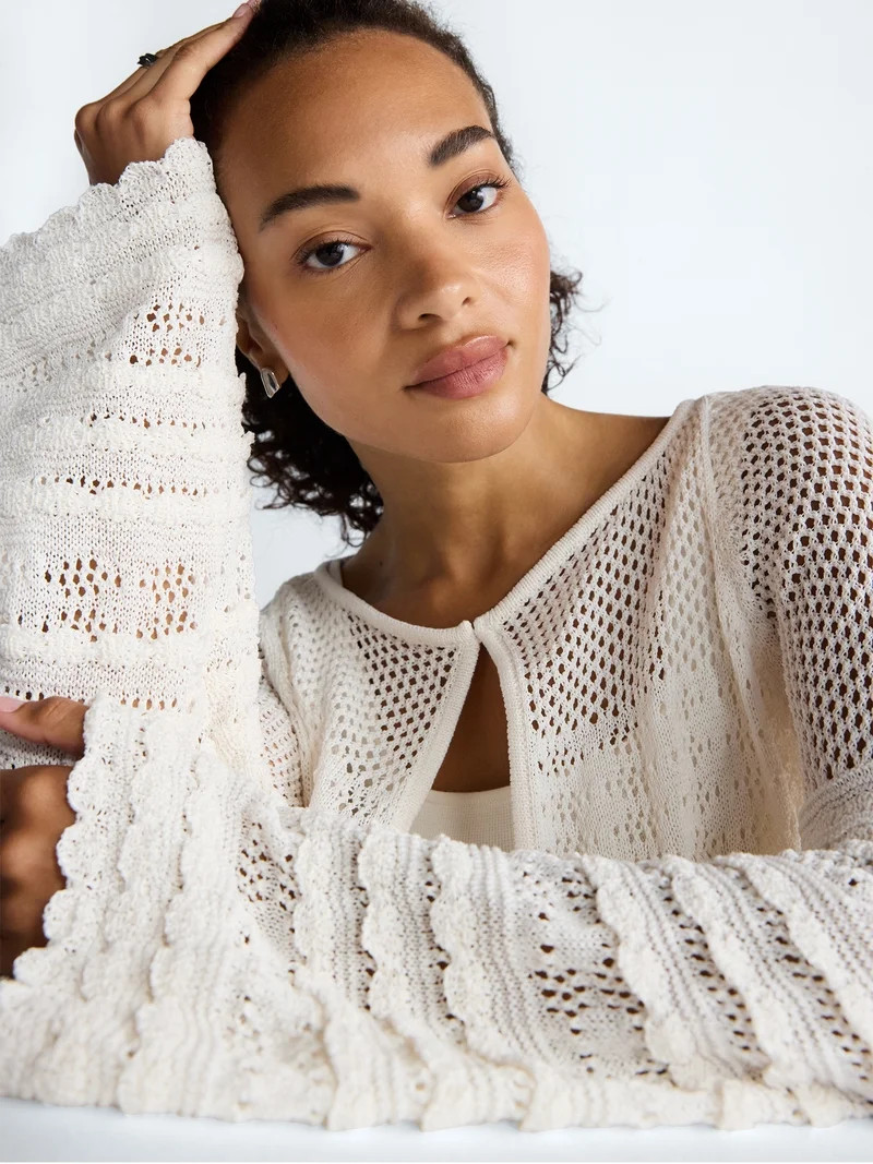 Scoop Women's and Women's Plus Stitch Mix Button Front Cardigan, Sizes XS-4X | Walmart (US)