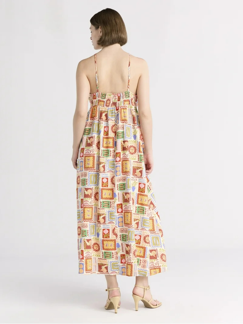 Free Assembly Women's Pleated Linen Blend Maxi Dress, Sizes XS-XXXL | Walmart (US)