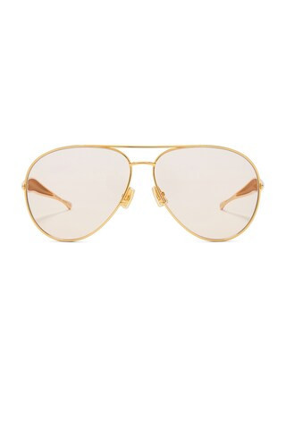 Bottega Veneta Sardine Sunglasses in Shiny Gold in Metallic Gold | FWRD 