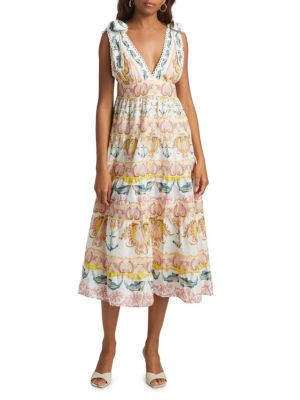 Maritime Magic Cotton Eyelet-Trim Midi-Dress | Saks Fifth Avenue OFF 5TH