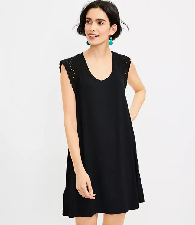 Petite Crochet Sleeve Shift Dress | LOFT