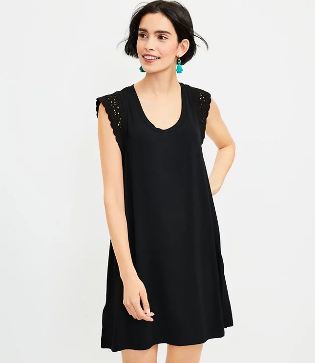 Petite Crochet Sleeve Shift Dress | LOFT