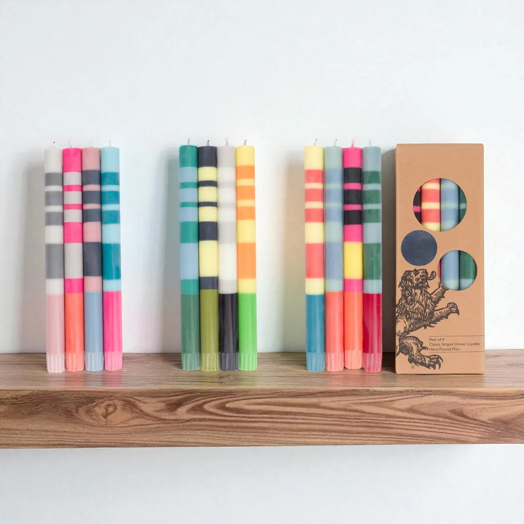 NEW! Mixed Packs of 4 Striped Color Fair Trade Eco Wax Candles | Etsy (US)