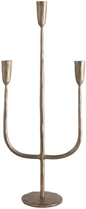 Creative Co-Op Hand-Forged Metal Candelabra, Antique Brass Finish (Holds 3 Taper Candles) | Amazon (US)
