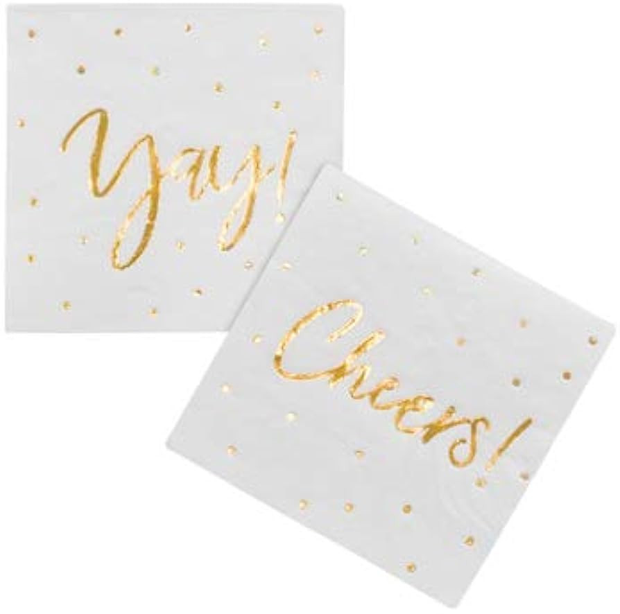 100 Pack Cocktail Napkins - Includes 2 Designs - Perfect for Weddings, Birthdays, New Year Party ... | Amazon (US)