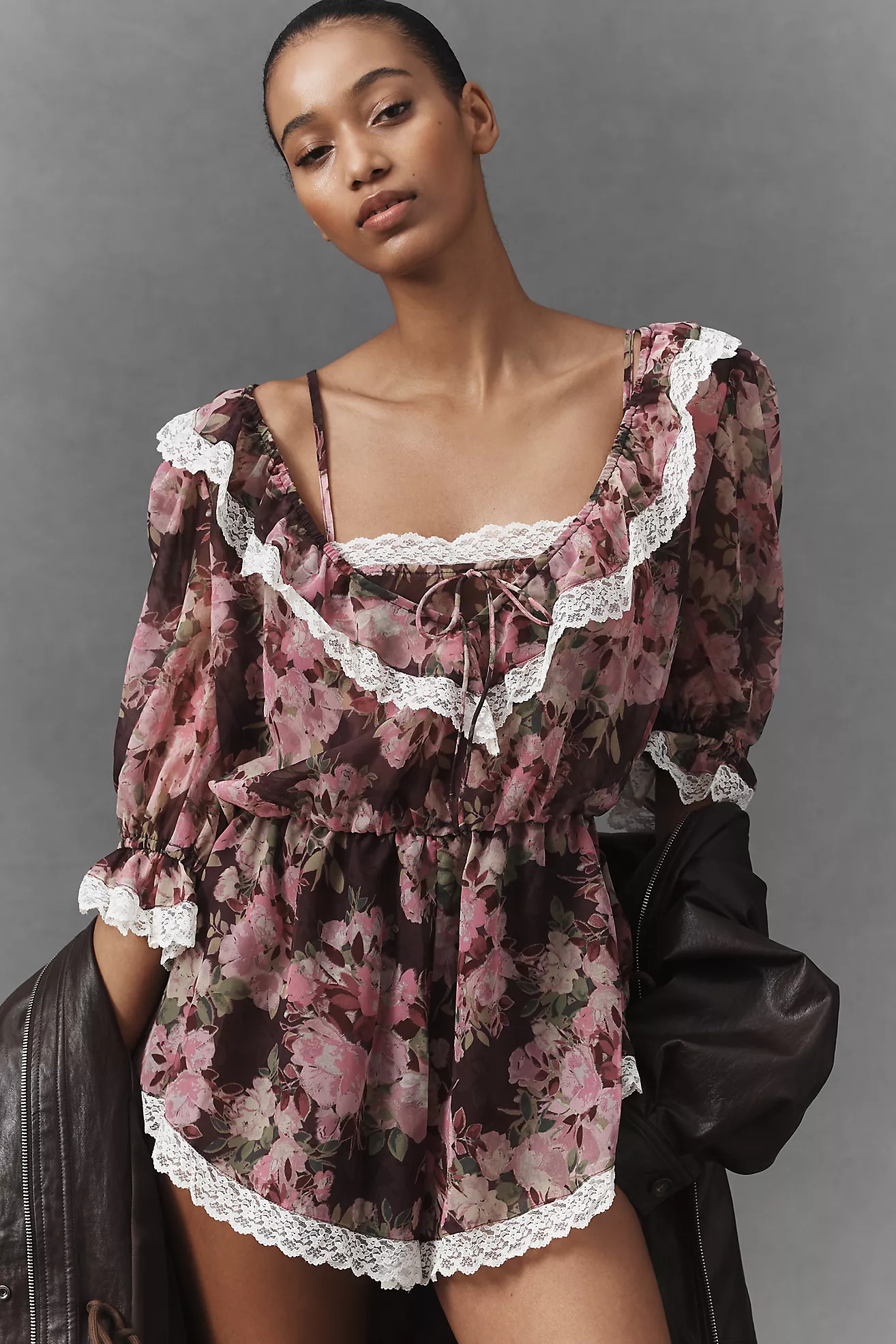 For Love & Lemons Adeline Floral Romper | Anthropologie (US)