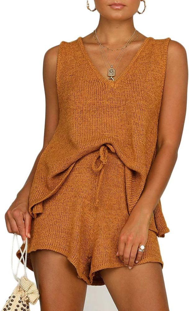 Womens Summer 2 Piece Outfits Sexy Sheer Romper Stripe Jumpsuit Casual Strappy Tie Waisted Beach ... | Amazon (US)