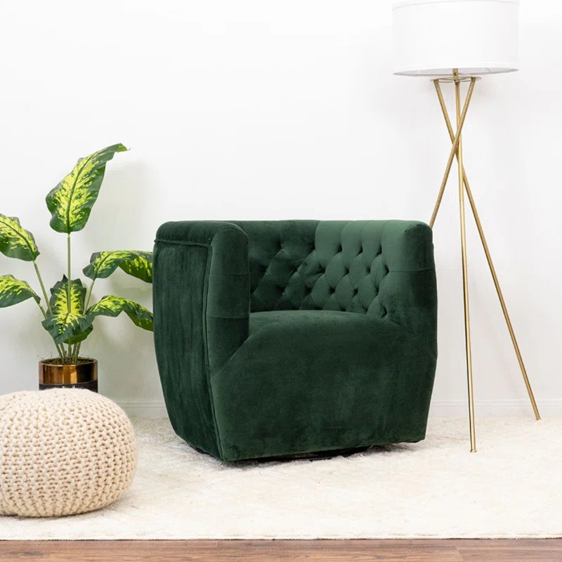 Brandon 31'' Wide Tufted Velvet Swivel Armchair | Wayfair North America