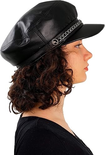 Womens Newsboy Cap Leather Bakerboy Hat Visor Beret Paperboy Bakerboy Fisherman Style Fiddler Cab... | Amazon (US)
