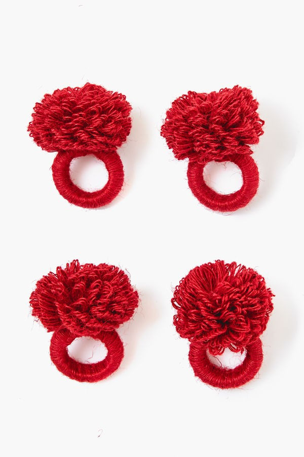 Red Jute Flower Napkin Ring (Set of 4) | Tuckernuck (US)