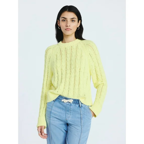 Scoop Women's and Women's Plus Cable Knit Raglan Sweater, Midweight, Sizes XS-XXL | Walmart (US)