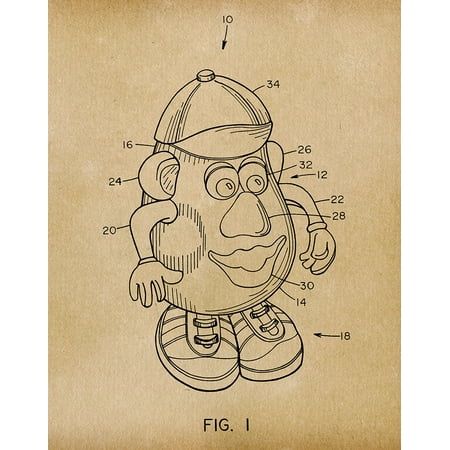 Original Mr. Potato Artwork Submitted In Head - Toys and Games - Patent Art Print | Walmart (US)