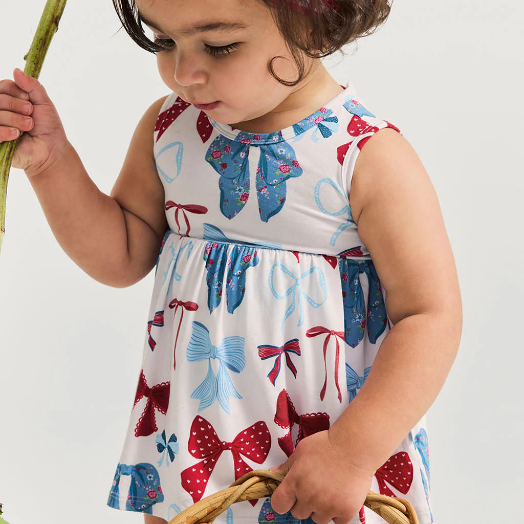 Bows White Sleeveless Martha Bow Back Bodysuit Dress | Posh Peanut\u00ae | Posh Peanut