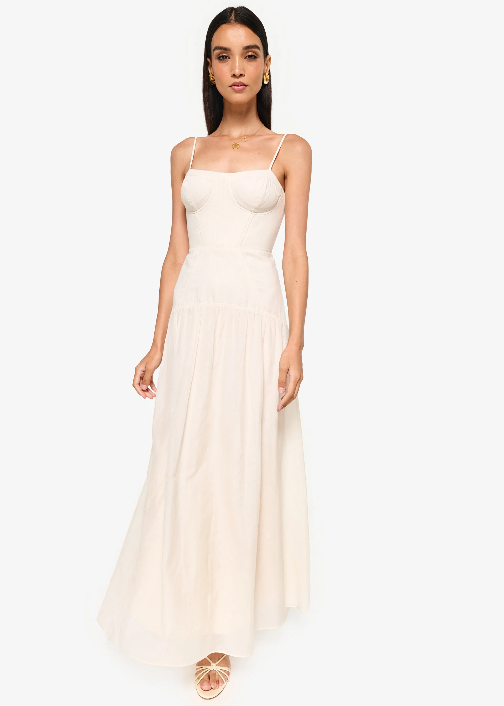 Palermo Linen Corset Dress Bone | CAMI NYC