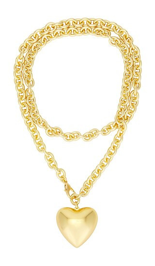 Roxanne Assoulin Heart And Soul Long Pendant Necklace in Metallic Gold. | Revolve Clothing (Global)