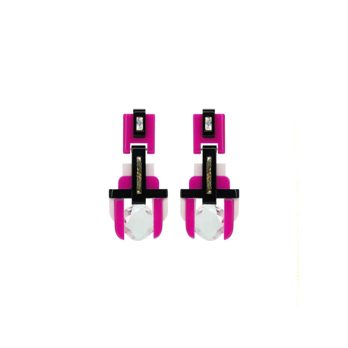 Handmade Acrylic Earring Deco Round Stone Pink | Wolf & Badger (US)