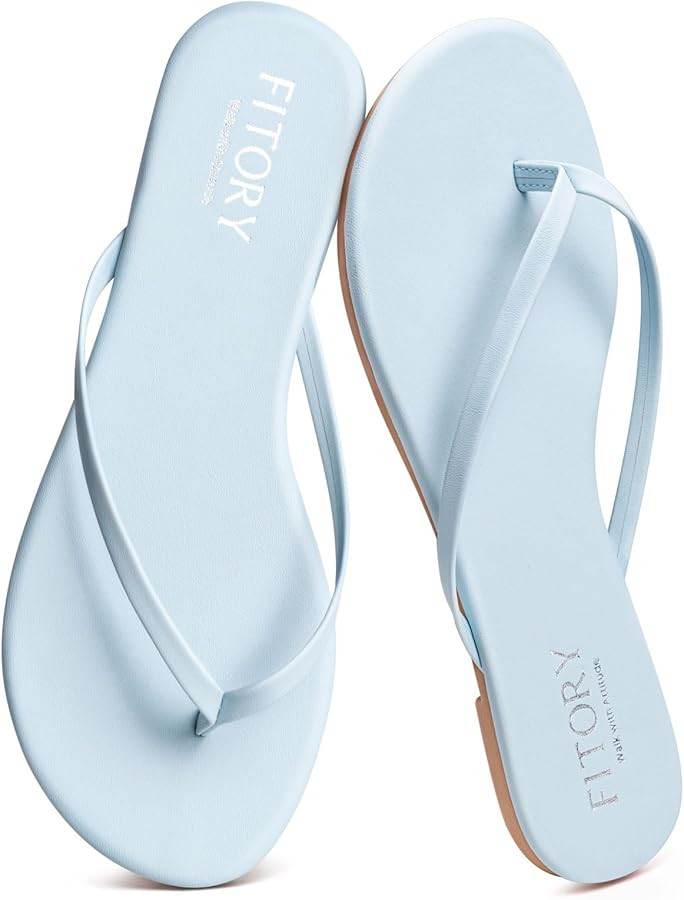 FITORY Women\u2019s Flip Flops, Fashion Casual Thong Walking Slide with Vegan Leather, Comfortabl... | Amazon (US)
