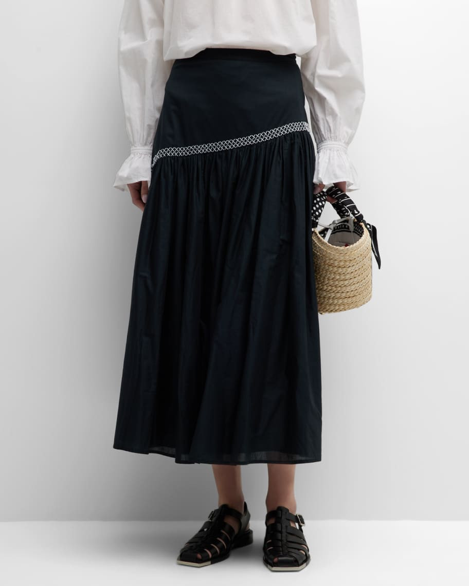 Merlette Elinga Embroidered A-Line Voile Maxi Skirt | Neiman Marcus