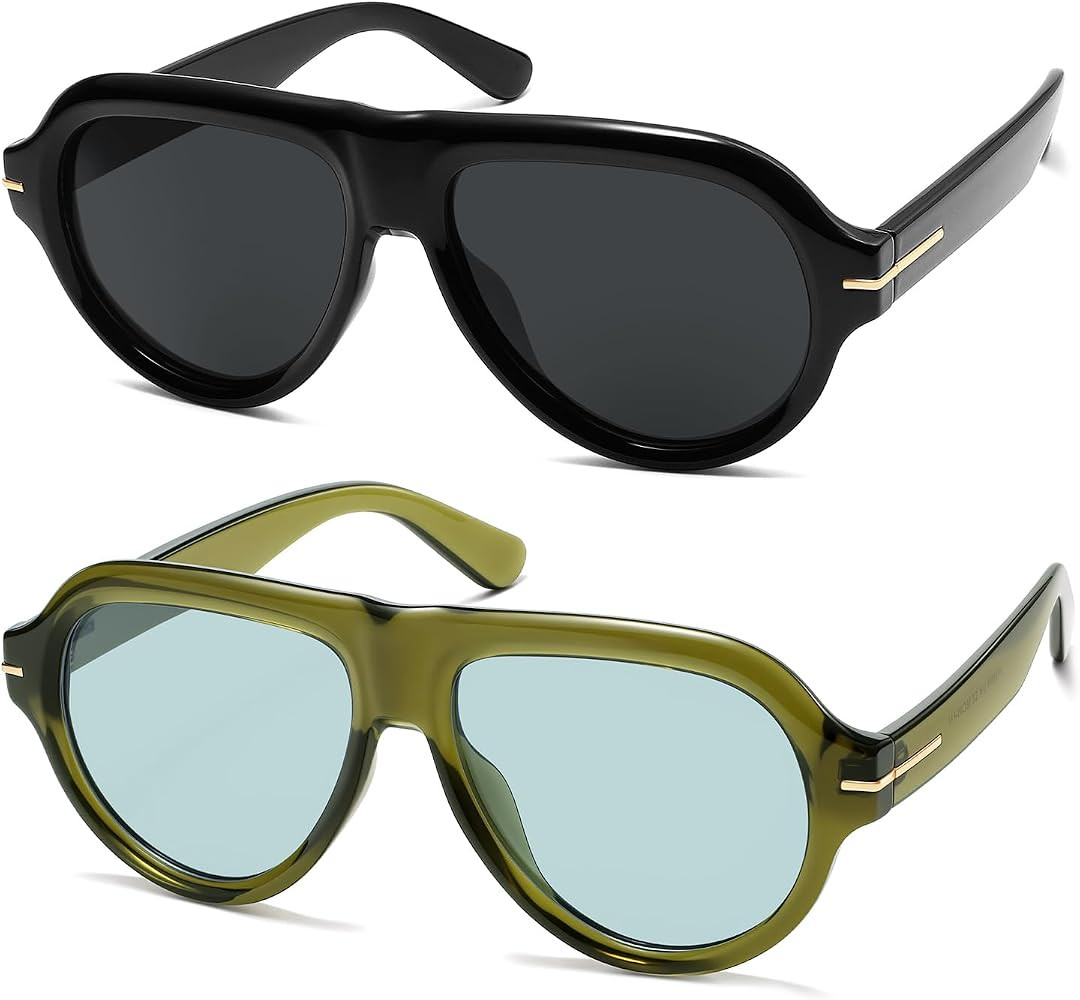 Polarized Trendy Retro Aviator Sunglasses Womens Mens AR82379 | Amazon (US)