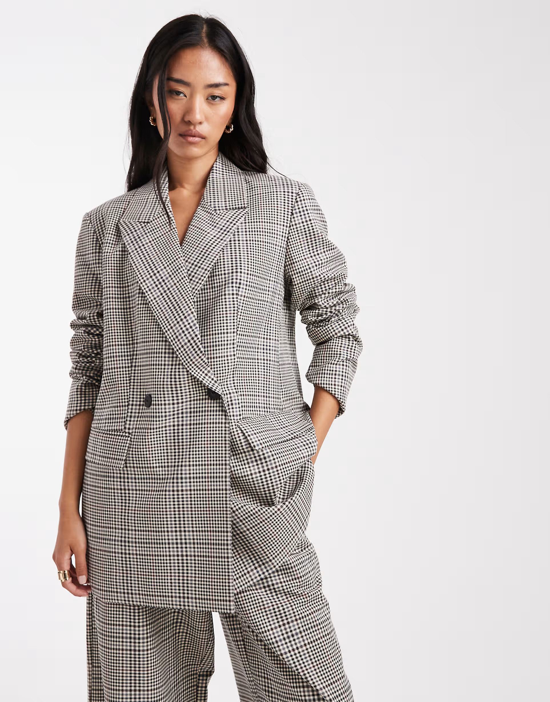 ASOS DESIGN double breasted blazer suit in micro plaid | ASOS | ASOS (Global)