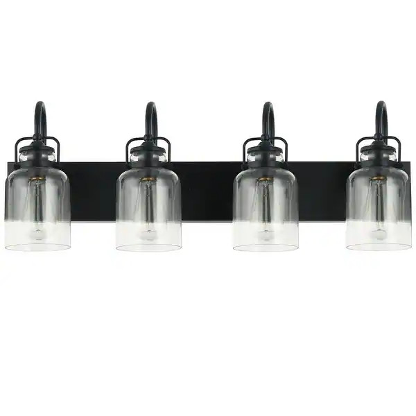 Luende Modern Industrial Elegant 4-Light Bathroom Vanity Light in Matte Black/Brushed Nickel - Ma... | Bed Bath & Beyond
