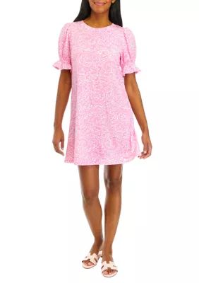 Crown & Ivy™ Women's Smocked Sleeve Printed T-Shirt Dress | Belk