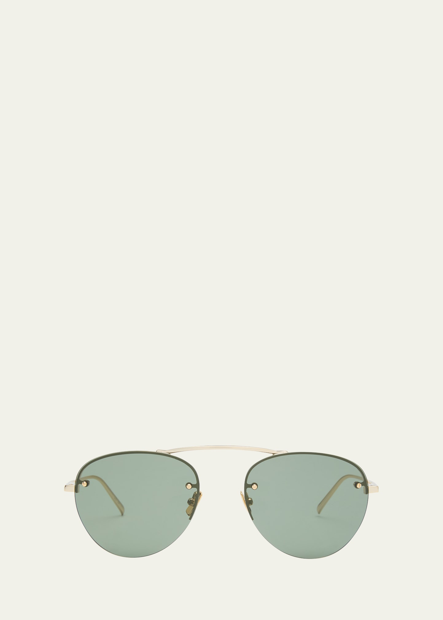 Saint Laurent Curved Golden Zinc Alloy Aviator Sunglasses | Bergdorf Goodman