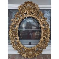 Vintage Italian Hand-Carved Fancy Rococo Oval Gold Painted Picture Frame C1950S | Etsy (US)