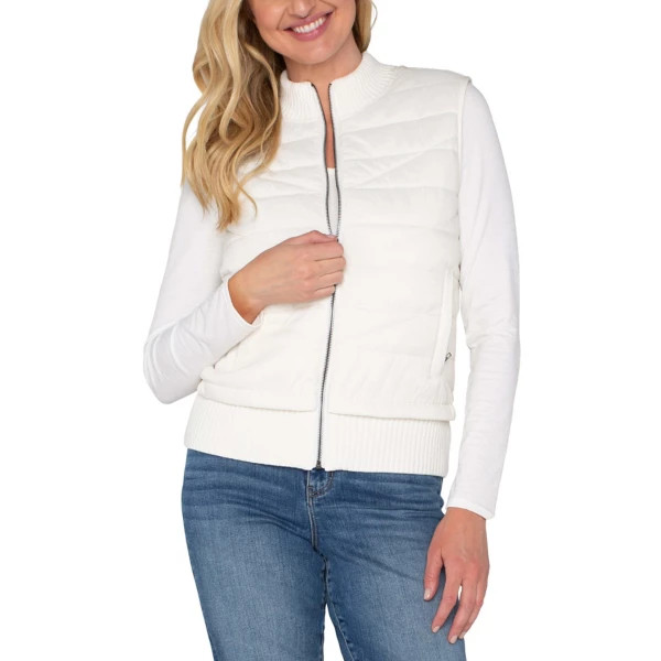 Women's Liverpool Los Angeles Sweater Vest Quilted Full-Zip Medium Porcelain | Scheels
