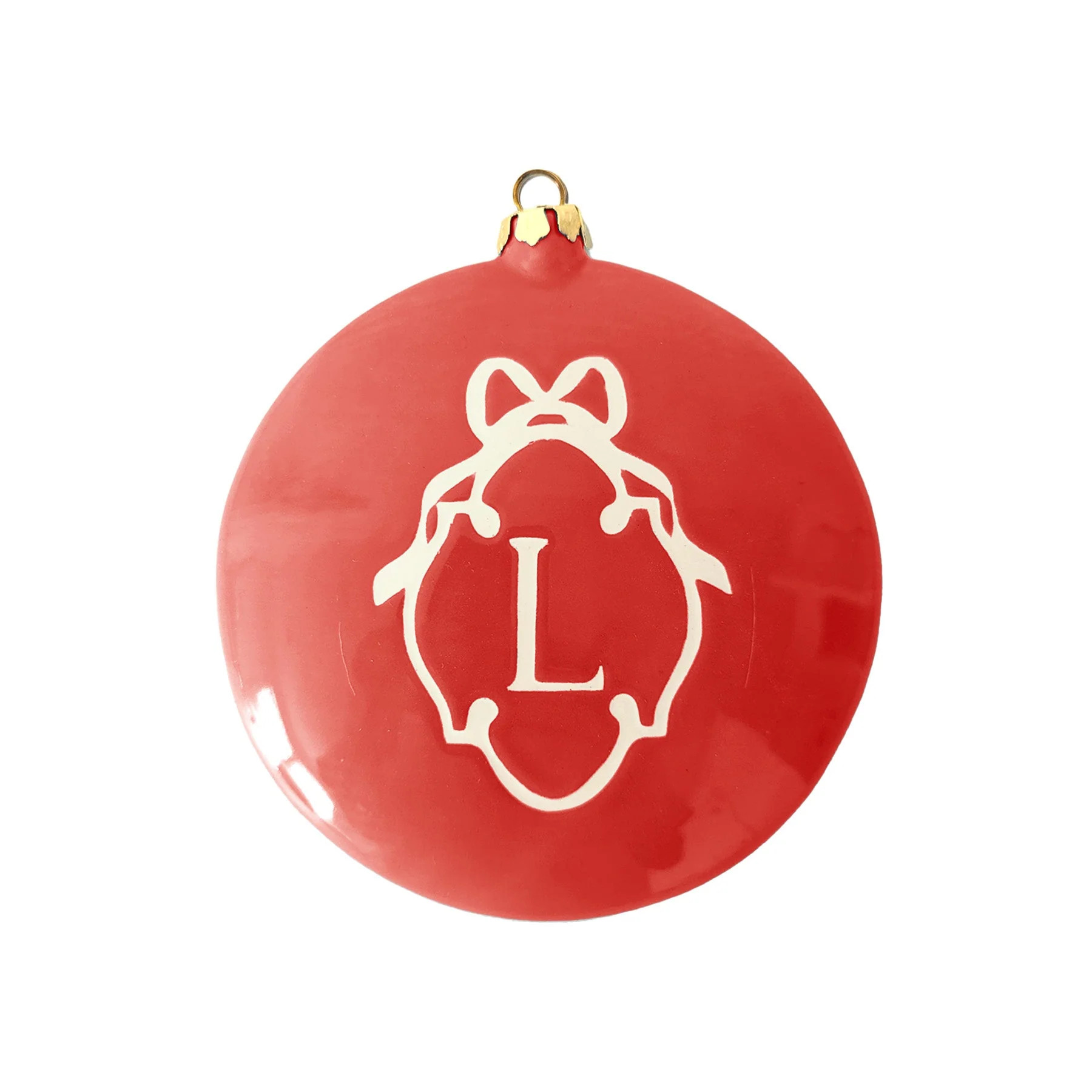 Large Ornament with Bow Monogram | Ruby Clay Company
