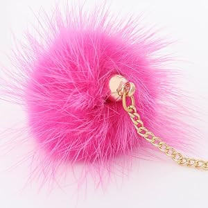 Boderier Cute Rabbit Fur Pom pom Drop Earring Gold Chainlink Dangling Earring Ear Drop for Women ... | Amazon (US)