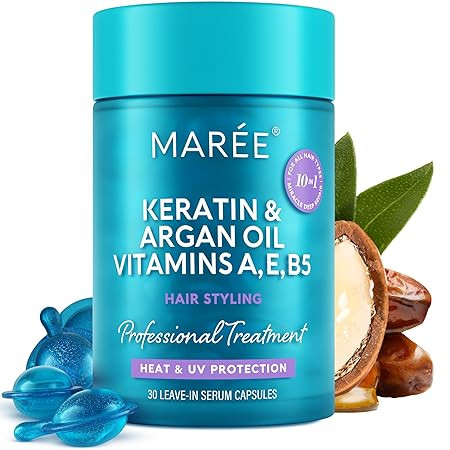 MAREE Hair Serum for Frizzy Dry Hair – Styling Capsules with Keratin, Argan Oil, Vitamins A E B... | Amazon (US)