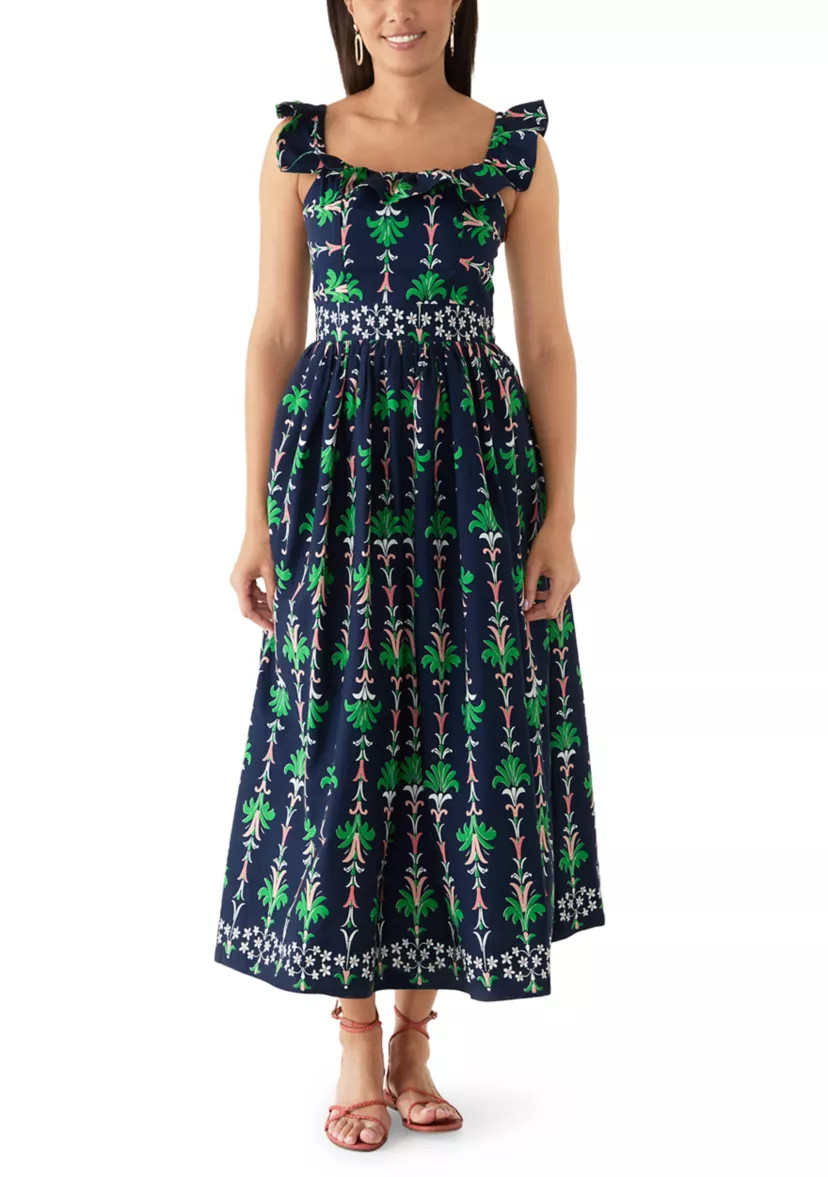 Women's Sleeveless Frill Print Midi Dress | Belk