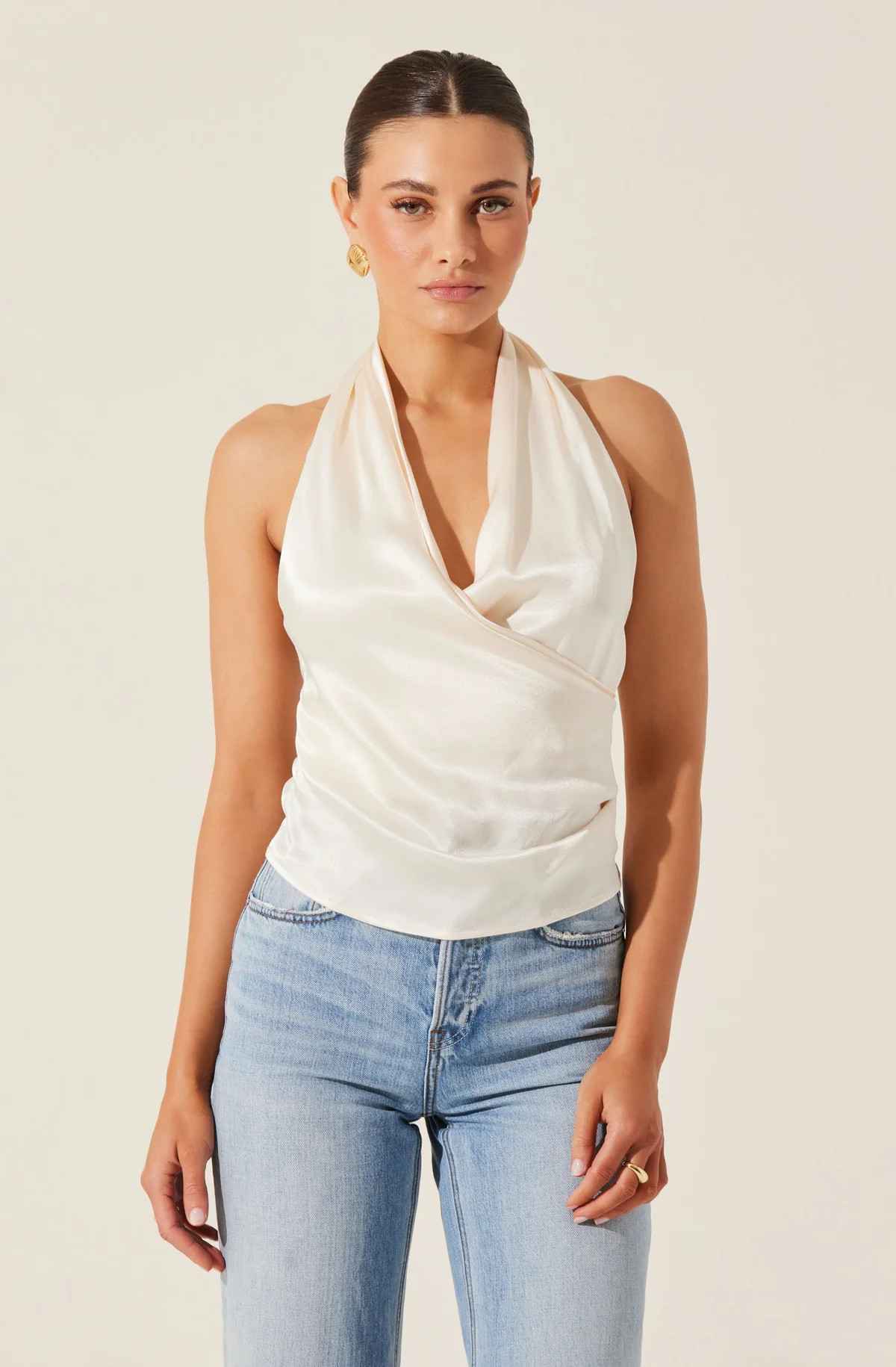 Draped Crossover Halter Top | ASTR The Label (US)
