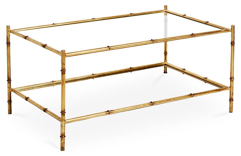 Two-Tier Coffee Table, Antiqued Gold | One Kings Lane