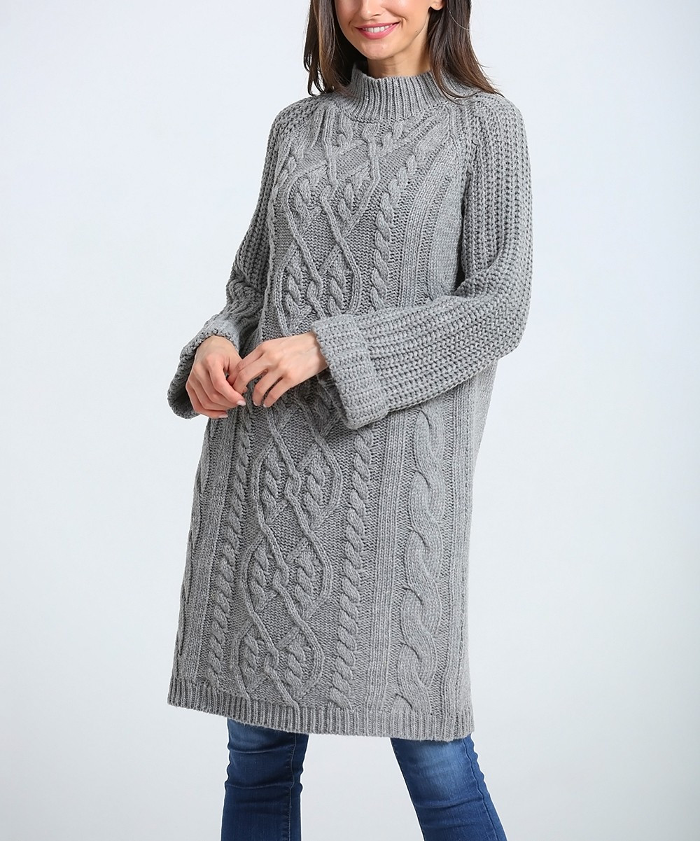 Simply Couture Women's Tunics Grey - Gray Sweater Dress - Women | Zulily