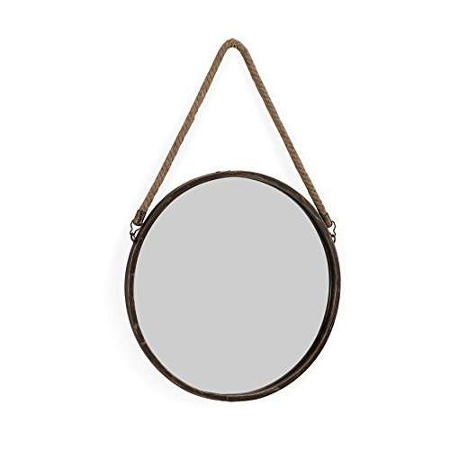 Danya B. SE001 Framed 20" Decorative Round Black Metal Circle Wall Mirror with Hanging Rope – Rustic | Amazon (US)
